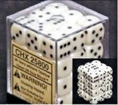 CHX 25800 Ivory w/Black (36 Opaque 12mm Pipped d6 Dice Block)